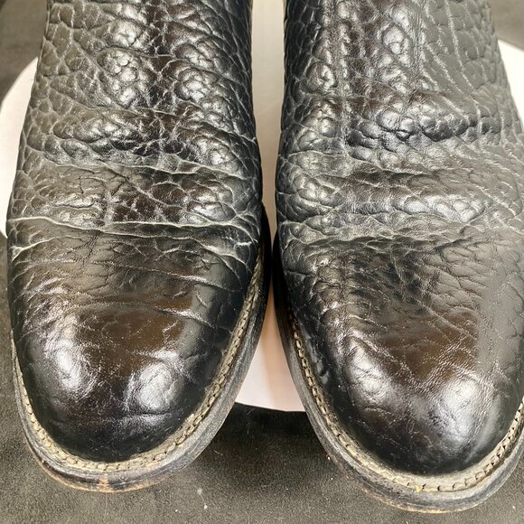 Rare, Men's 8.5EE Justin Black Roper Bull Hide Leather Boots, Made in USA, - Picture 10 of 11